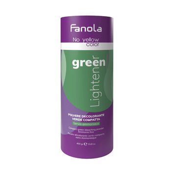 Fanola No Yellow Green Lightener - Зелений порошок, що освітлює, без аміаку, 450 г. 8008277761046 фото